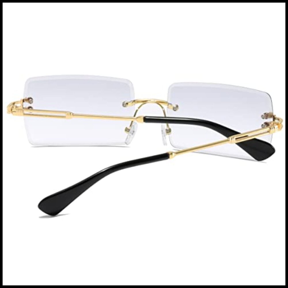 Rimless Rectangle Sunglasses Ultralight UV400 Eye… - image 6